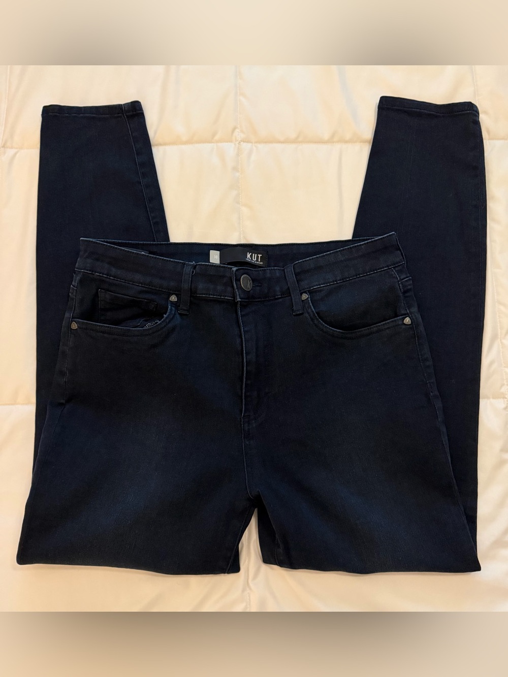 Kut from the Kloth High-Rise Skinny Jeans in Dark Navy